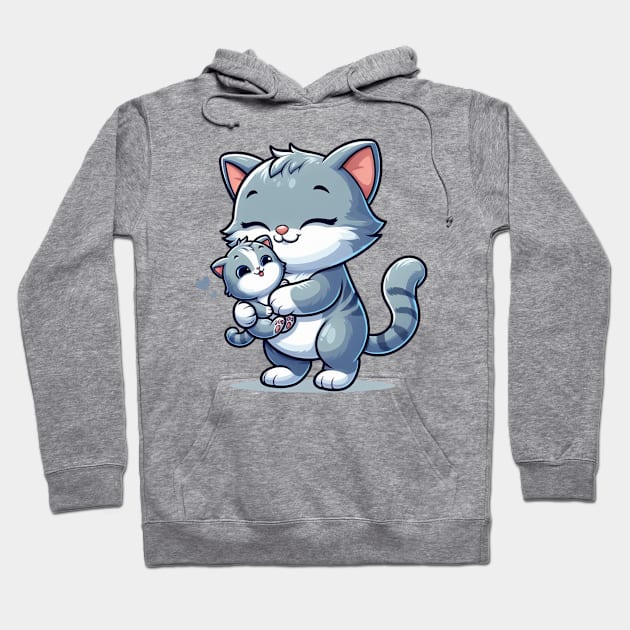 mother cat holding kitten Hoodie by EKLZR